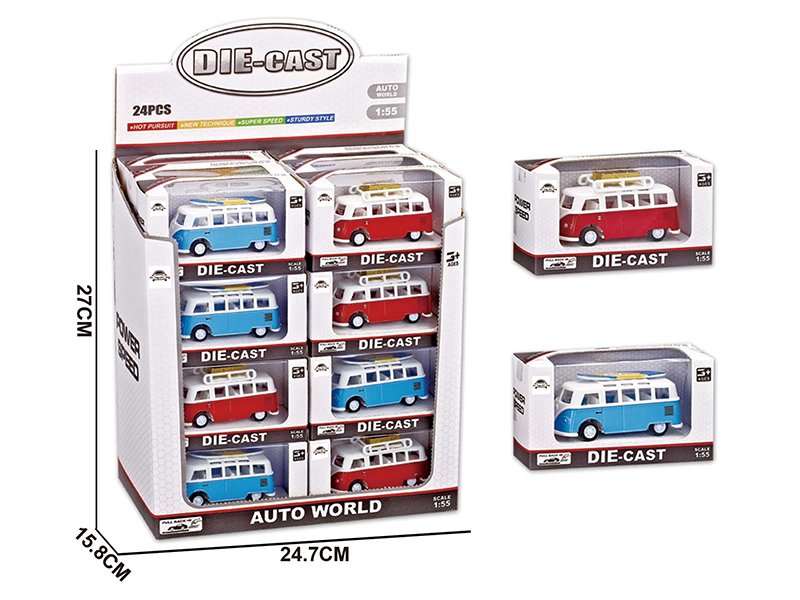 1:55 Pull Back Alloy Bus 24PCS