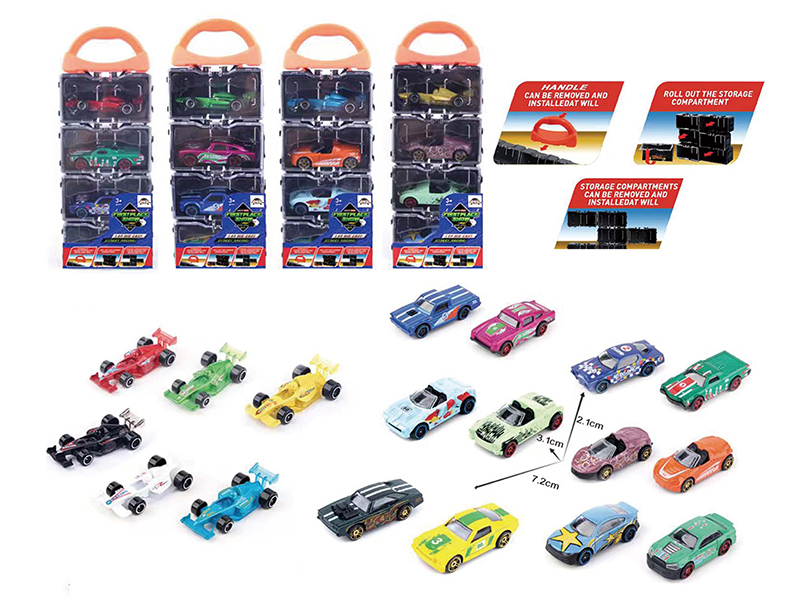 4pcs Slide Alloy Cars Storage Case