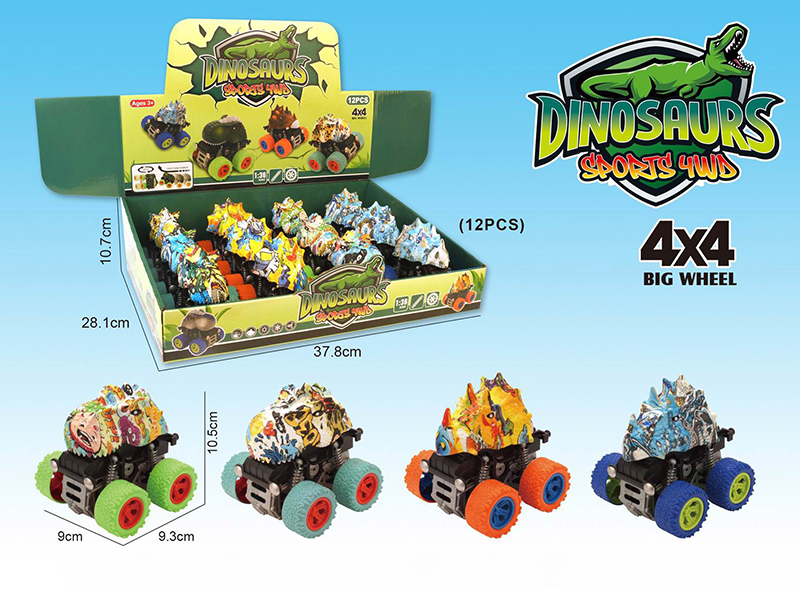 Graffiti Dinosaur 4WD Double Friction Stunt Car 12pcs