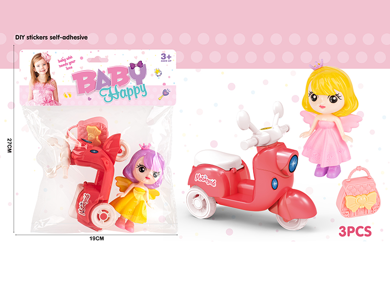 Cartoon Doll + Slide Motorcycle