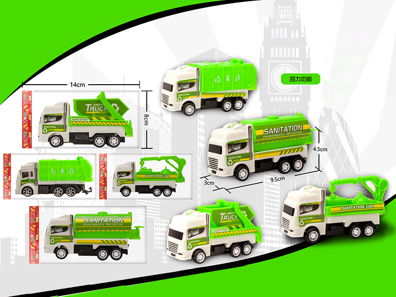 Pull Back Sanitation Truck 1pcs