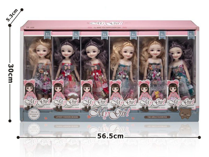 9 Inch Solid Beautiful Girl Doll With Adornment Toys 6pcs