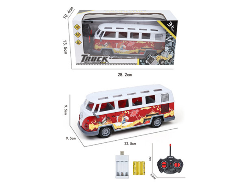 1:30 4-Channel Remote Control Retro City Bus With Lights