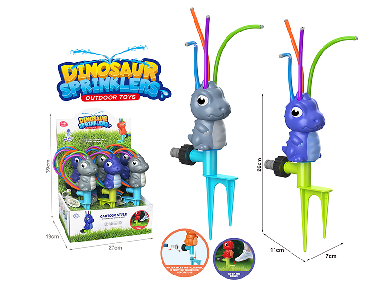 6PCS Horned Dinosaur Sprinkler Outdoor Toy
