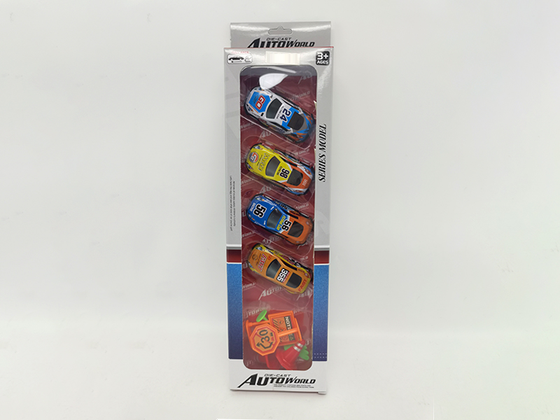 4Pcs Pull Back Iron Racing Car+Accessories