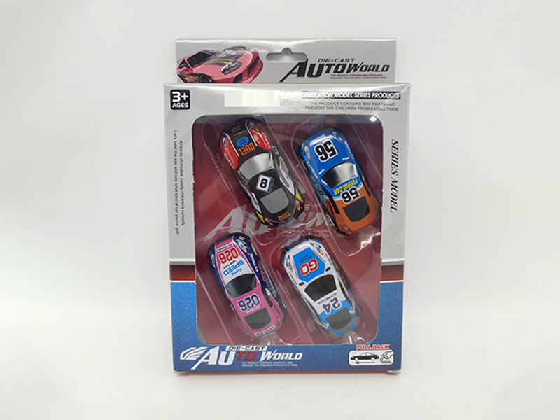 4Pcs Pull Back Iron Sheet Racing Car