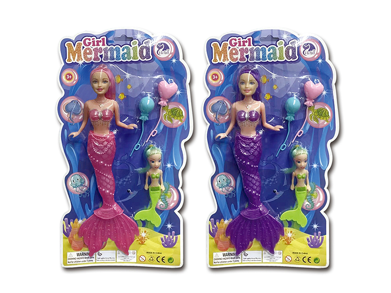 11 Inch Solid Mermaid With Light +Small Mermaid+Balloon