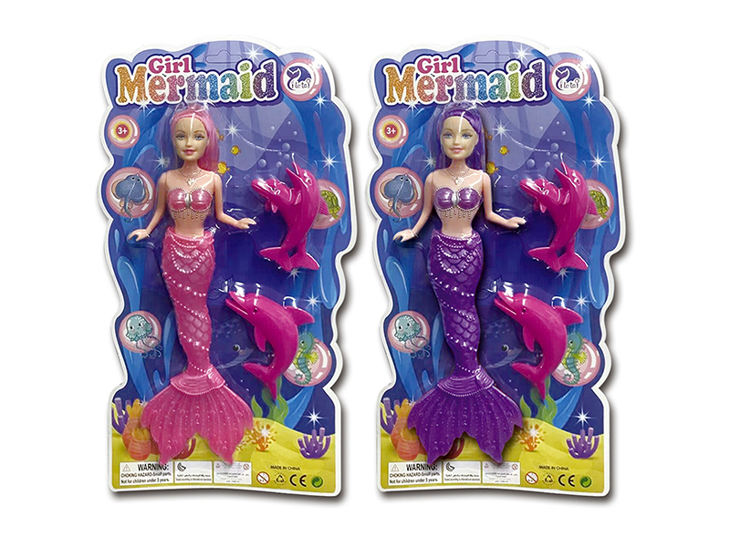 11 Inch Solid Mermaid Doll With Light+Dolphin