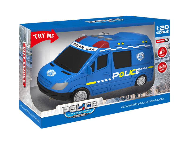 1:20 Friction Police Car With Sound And Light
