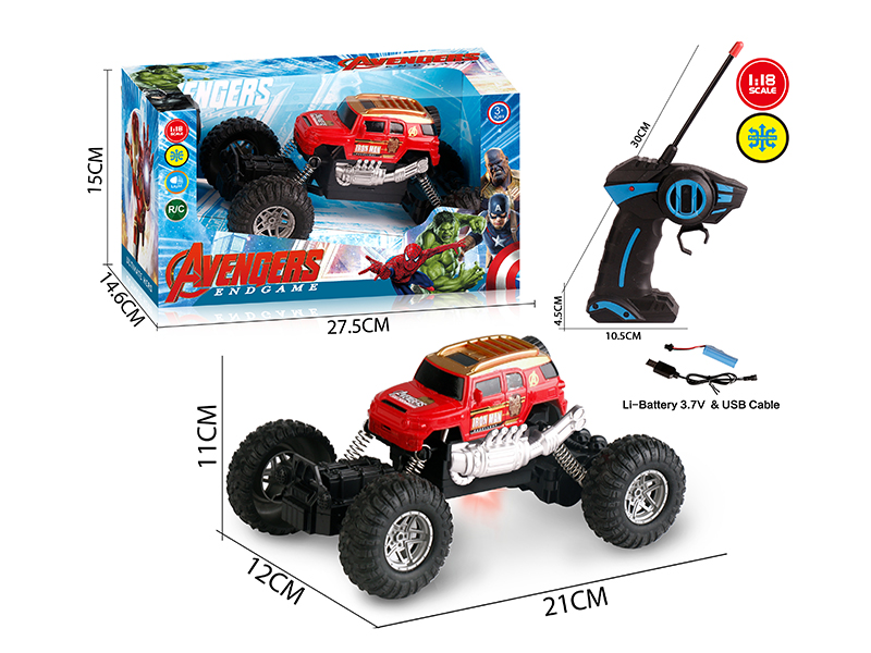 27Mhz 1:18 4 Channel Remote Control Iron Man Climbing Car With Light(Included Batteries)