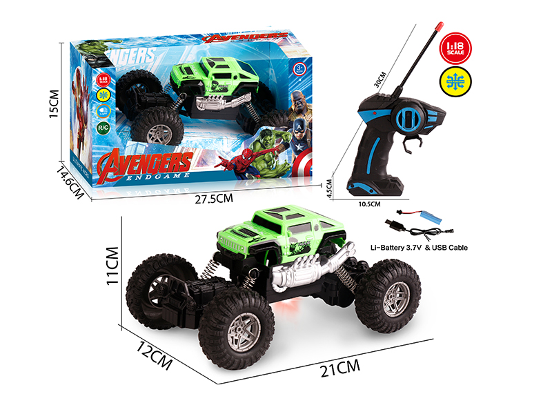 27Mhz 1:18 4 Channel Remote Control The Hulk Climbing Car With Light(Included Batteries)
