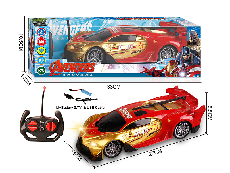 27Mhz 1:14 4 Channel Remote Control Iron Man Bugatti Veyron Car With Light(Included Batteries)