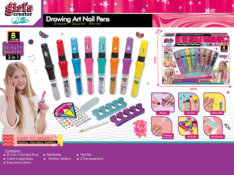 3 In 1 Art Nail Pens Set