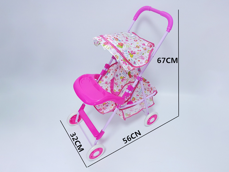Large Size Iron Baby Stroller Toy With Dinner Plate