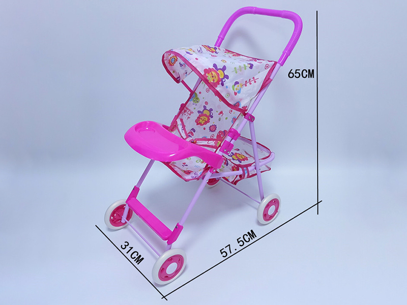 Large Size Iron Baby Stroller Toy With Dinner Plate