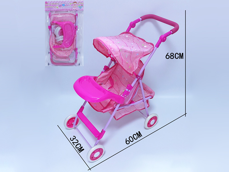 Large Size Iron Baby Stroller Toy With Dinner Plate