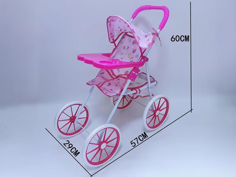 Large Size Iron Baby Stroller Toy With Dinner Plate(8 Inch Wheels)