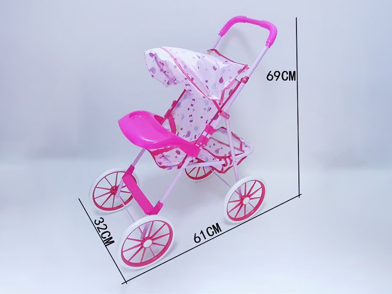 Large Size Iron Baby Stroller Toy With Dinner Plate(8 Inch Wheels)
