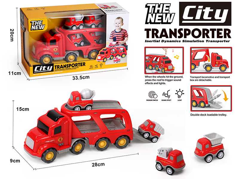 Friction Mini City Transport Truck With Sound And Lights