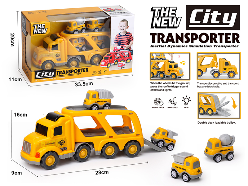 Friction Mini City Transport Truck With Sound And Lights