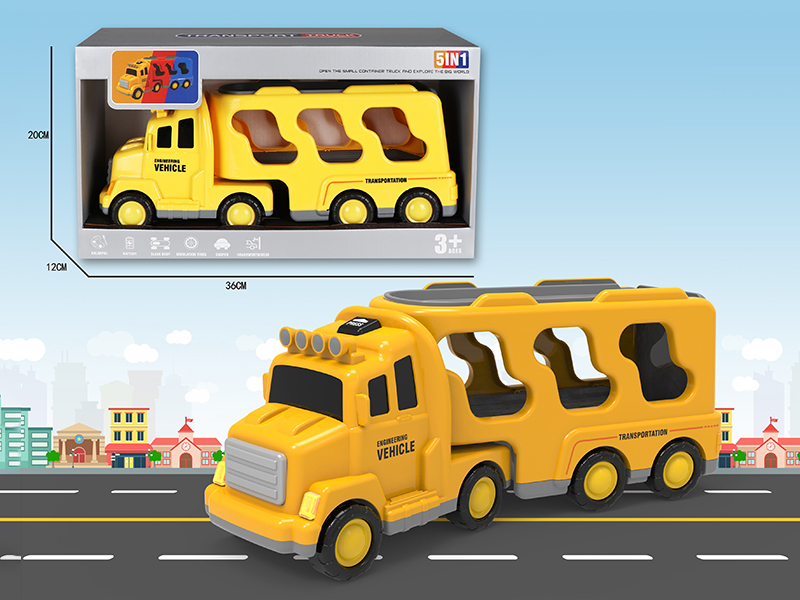Friction City Transport Truck With Lights And Music(Yellow)