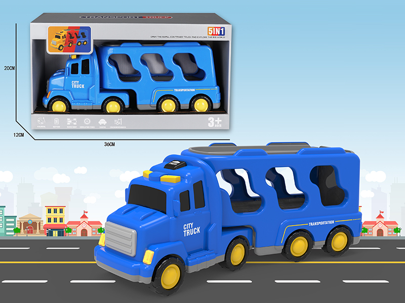 Friction City Transport Truck With Lights And Music(Blue)