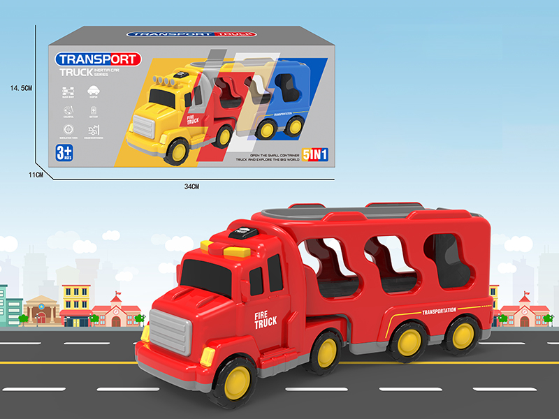 Friction City Transport Truck With Lights And Music(Red)