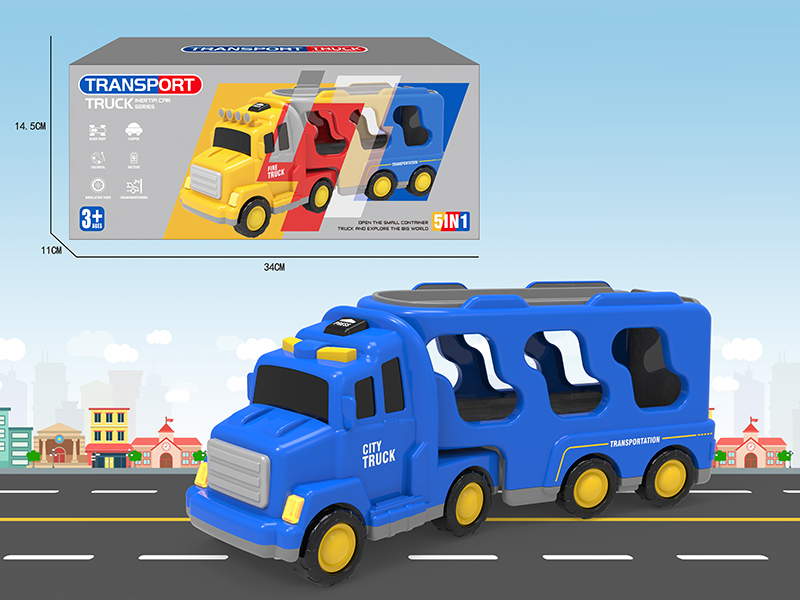 Friction City Transport Truck With Lights And Music(Blue)