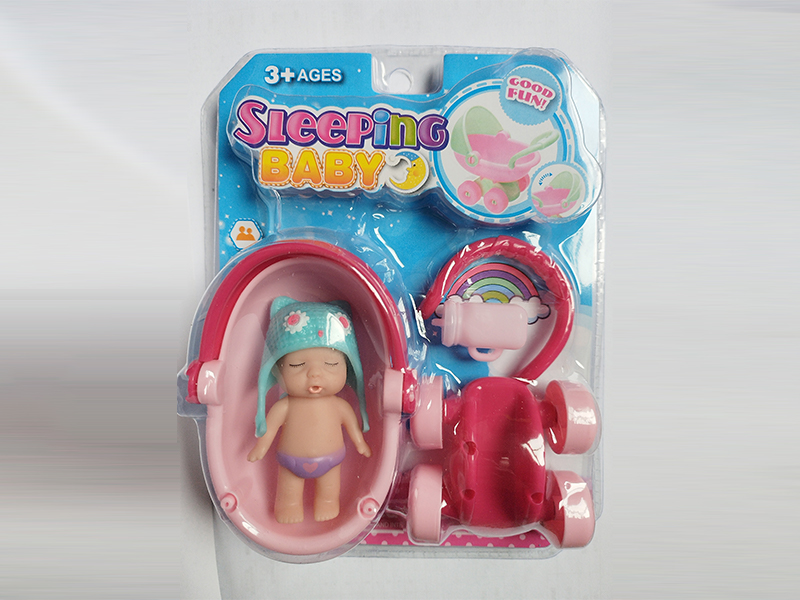 Baby Stroller With Sleeping Baby +Bottle