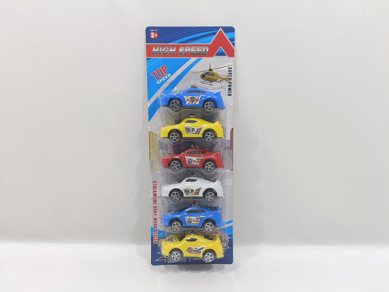 Pull Back Police Car 6pcs