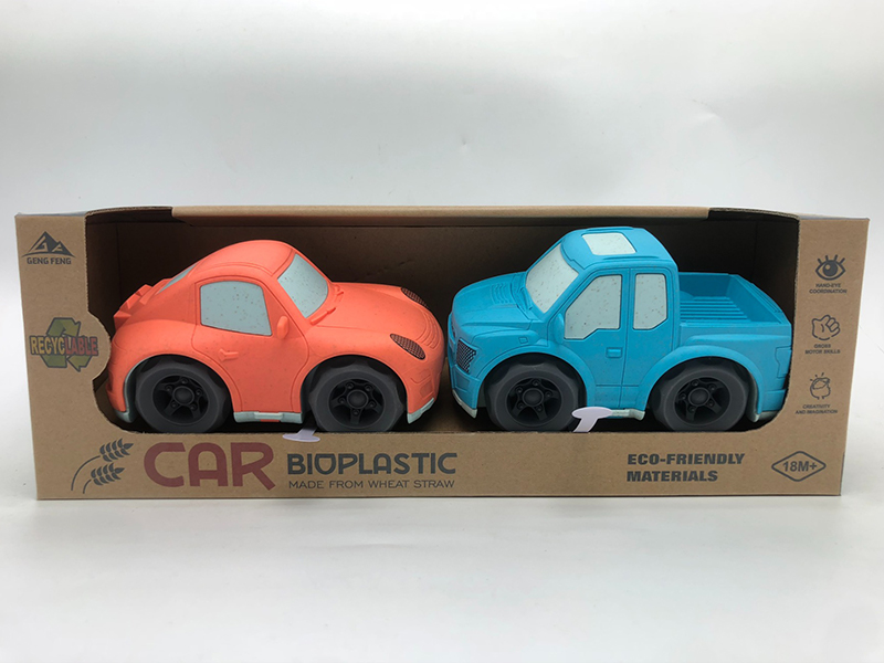 2PCS Slide Cartoon Car With Light And Sound(Porsche Sports Car+Pickup Truck)