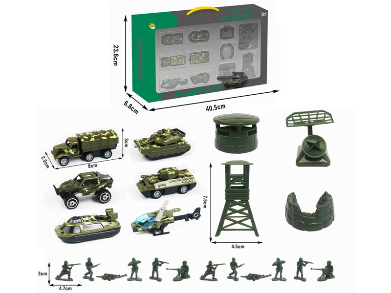 Alloy Slide Military Vehicle Set