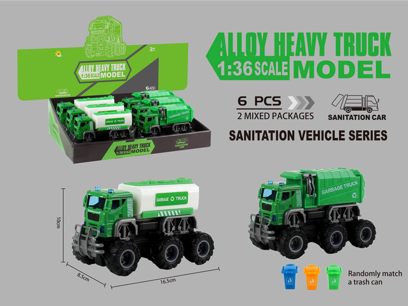 6PCS Alloy Dual Friction Off Road Sanitation Vehicle (Cleaning Vehicle+Sanitation Vehicle)