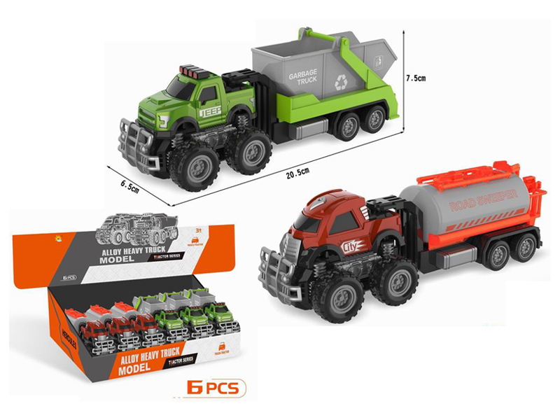 6PCS Alloy Dual Friction Off Road Sanitation Trailer (Dump Truck+Sprinkler)