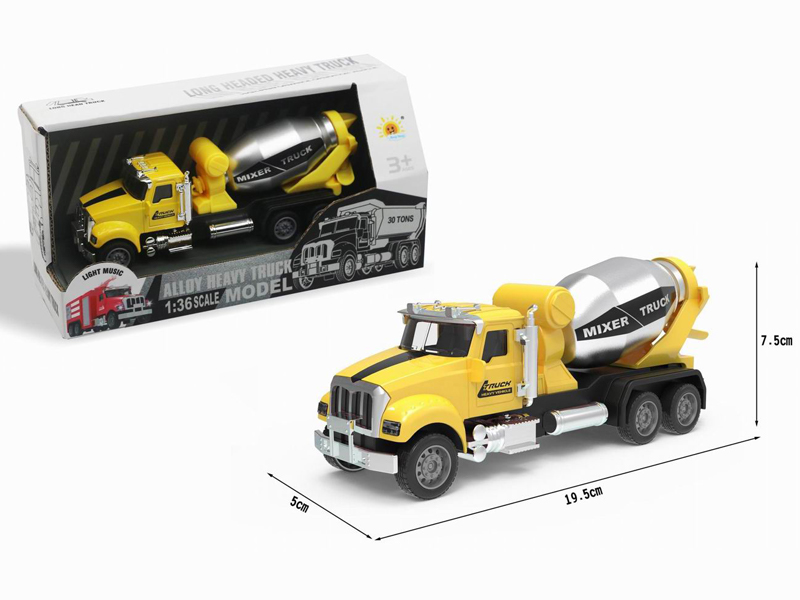 Alloy Pull Back Engineering Vehicle With Sound And Light (Drum Car)