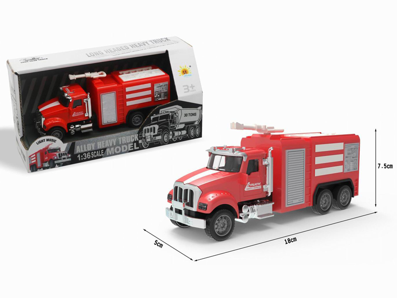 Alloy Pull Back Fire Engine With Sound And Light（Fire Engine）
