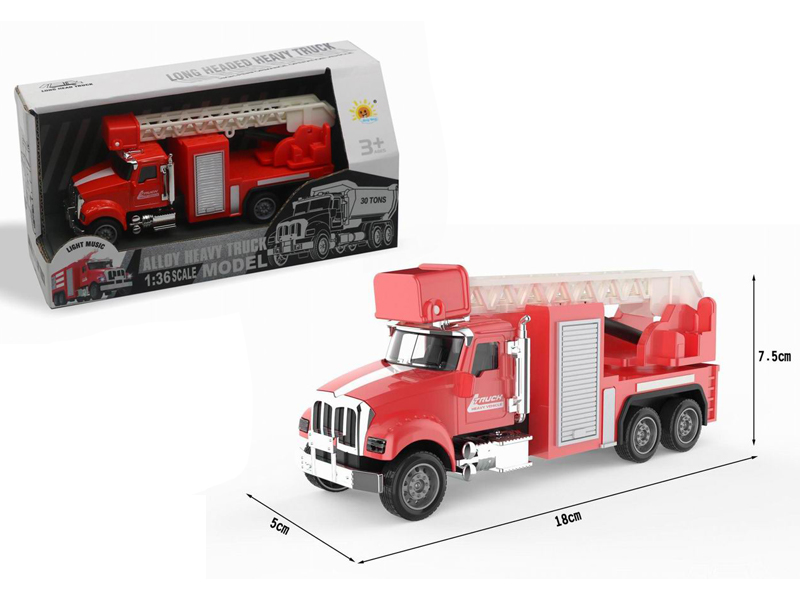 Alloy  Pull Back Fire Engine With Sound And Light（Ladder Truck）