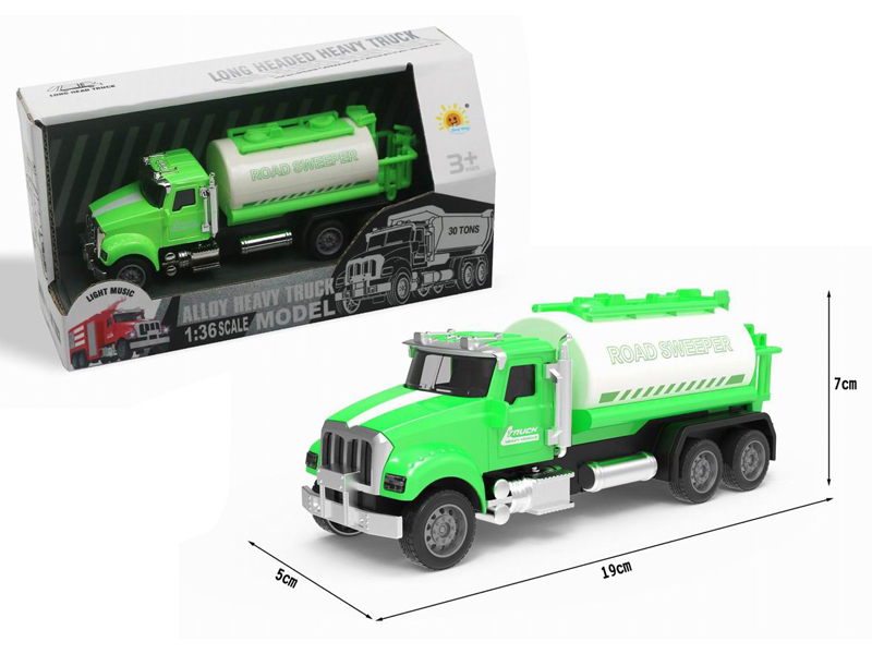 Alloy Pull Back Sanitation Vehicle With Sound And Light (Sprinkler)