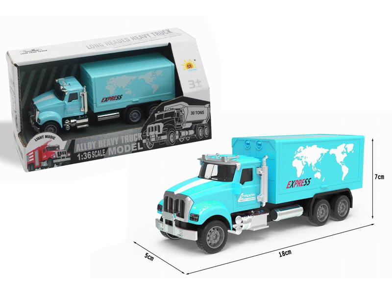 Alloy Pull Back Container Truck With Sound And Light