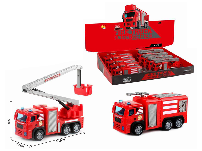 8PCS Pull Back Fire Engine (Rescue Vehicle+Fire Truck)