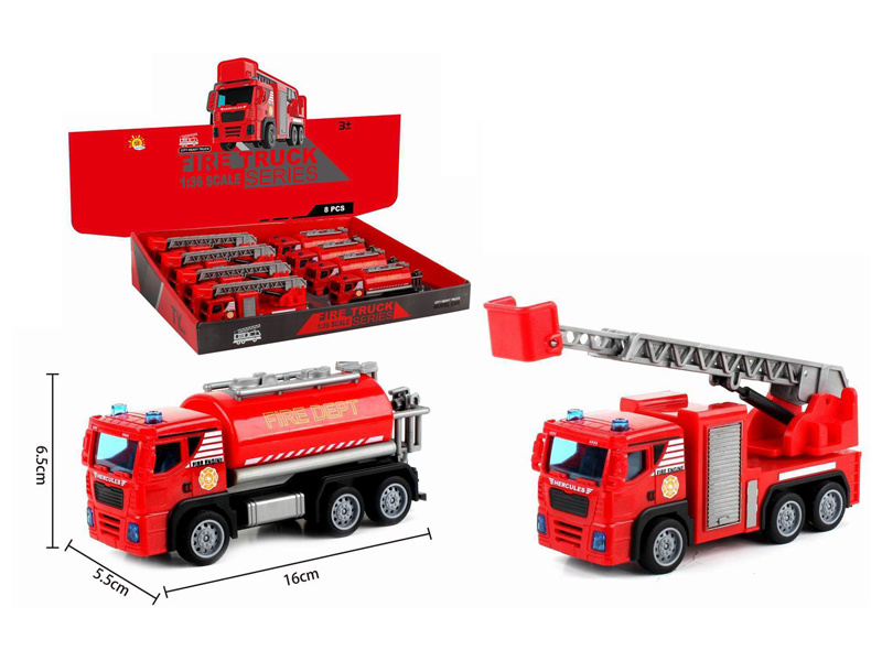 8PCS Pull Back Fire Engine (Sprinkler Truck+Ladder Truck)
