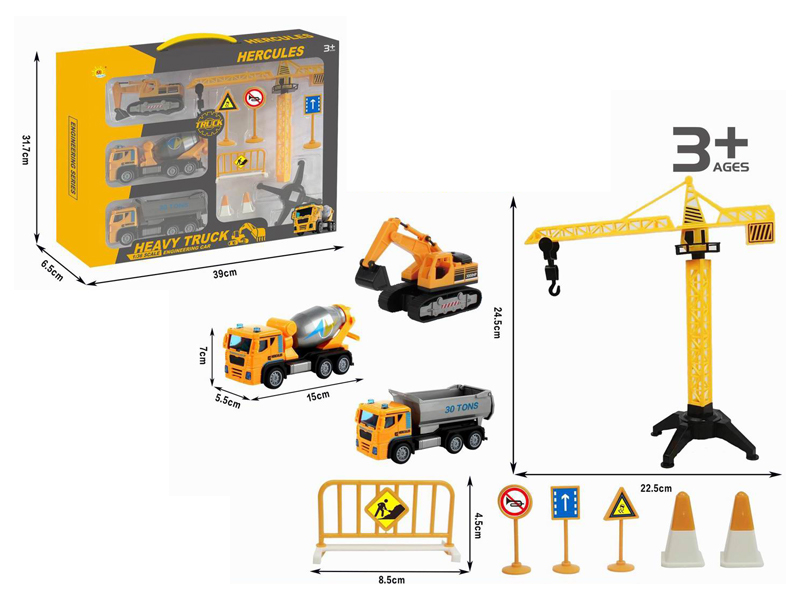 Pull Back Engineering Vehicle Set
