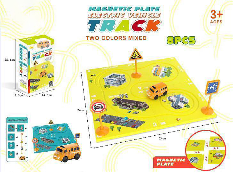 8Pcs B/O Assembled Track School Bus