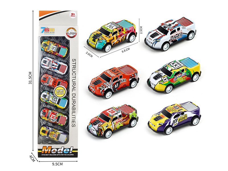 Pull Back Alloy Iron Graffiti Pickup Truck