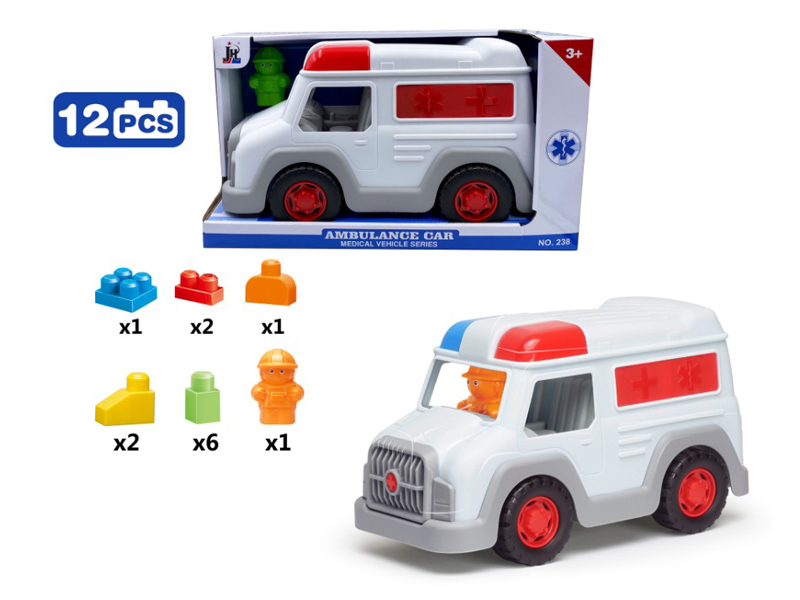 12PCS Building Block Ambulance Toy