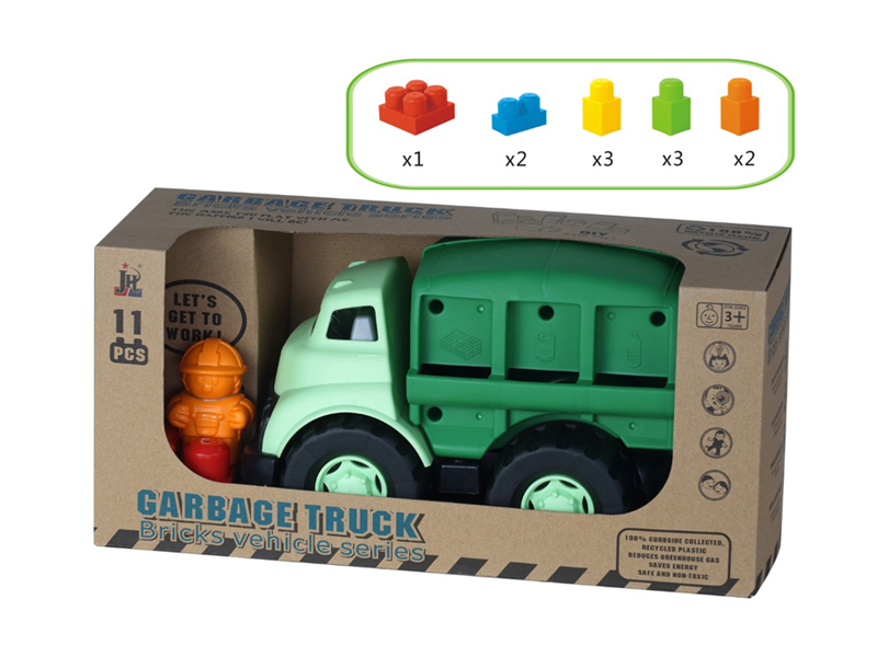 11PCS Building Block Sanitation Truck Toy