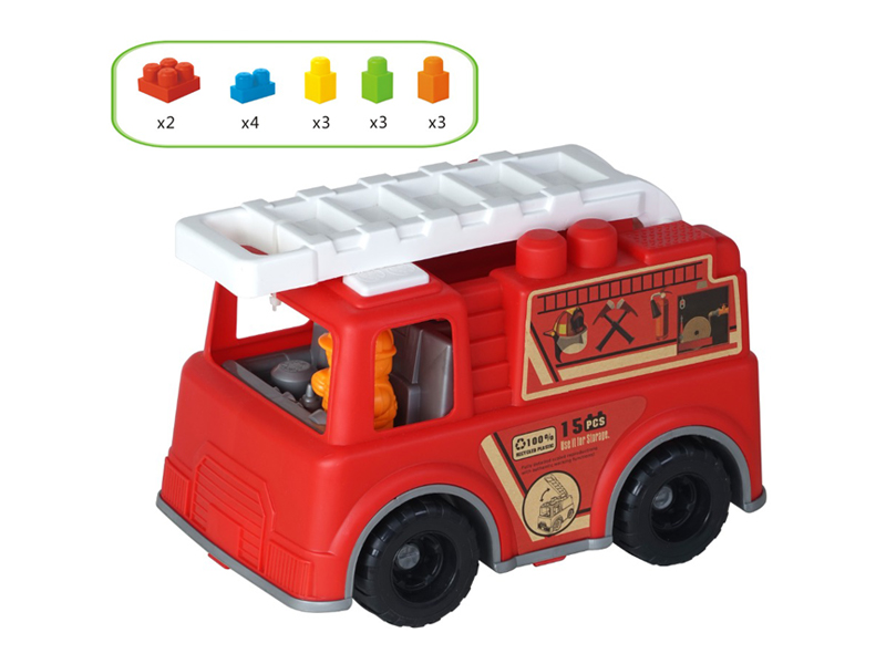 15PCS Building Block Fire Engine Toy
