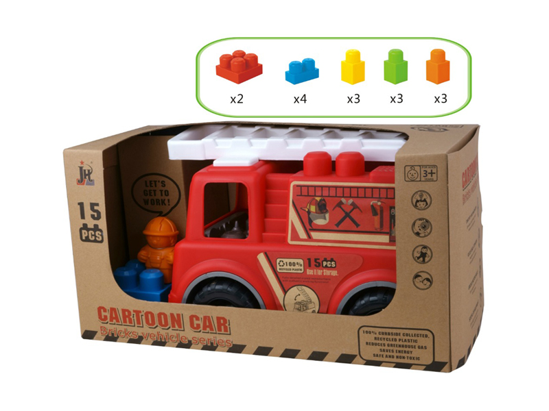 15PCS Building Block Fire Engine Toy