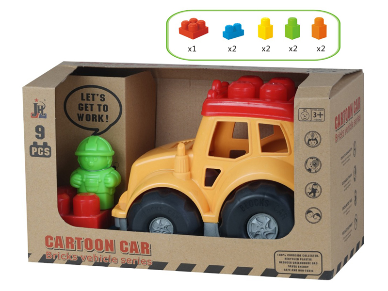 9PCS Building Block Jeep Toy