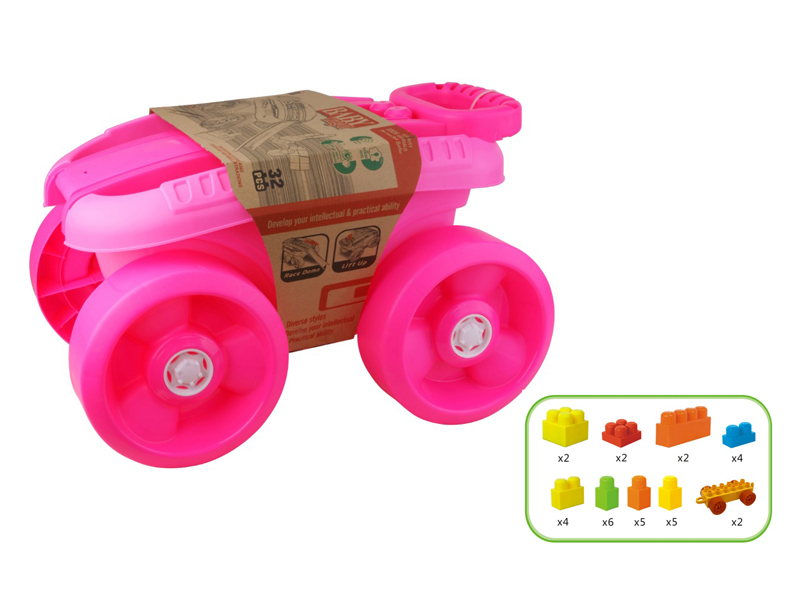 32PCS Building Block Wheelbarrow Toy